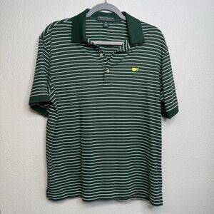 Masters Performance  Men’s Medium Green Striped Golf Polo Augusta National.